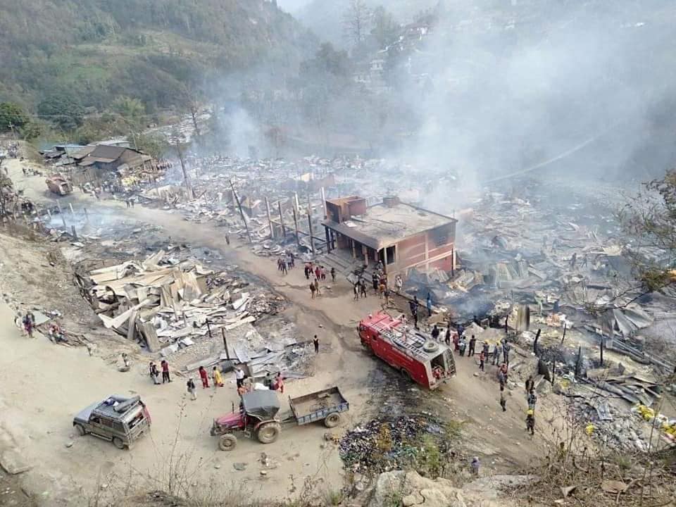 ताप्लेजुङको दोभान बजारमा भएको आगलागीमा ४० करोड क्षति