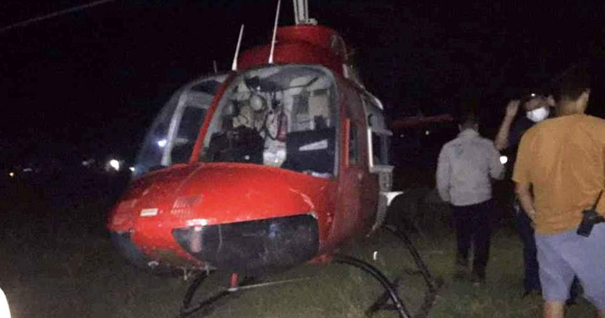 काठमाडौंबाट विराटनगर उडान भरेको हेलिकोप्टर धानखेतमा आपतकालीन अवतरण
