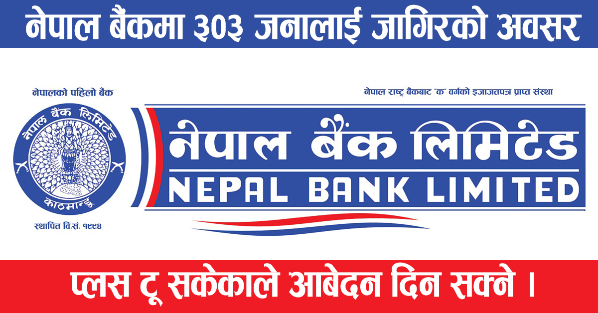 नेपाल बैंकले माग्यो ३०३ कर्मचारी, प्लस-टू उत्तीर्णलाई पनि अवसर