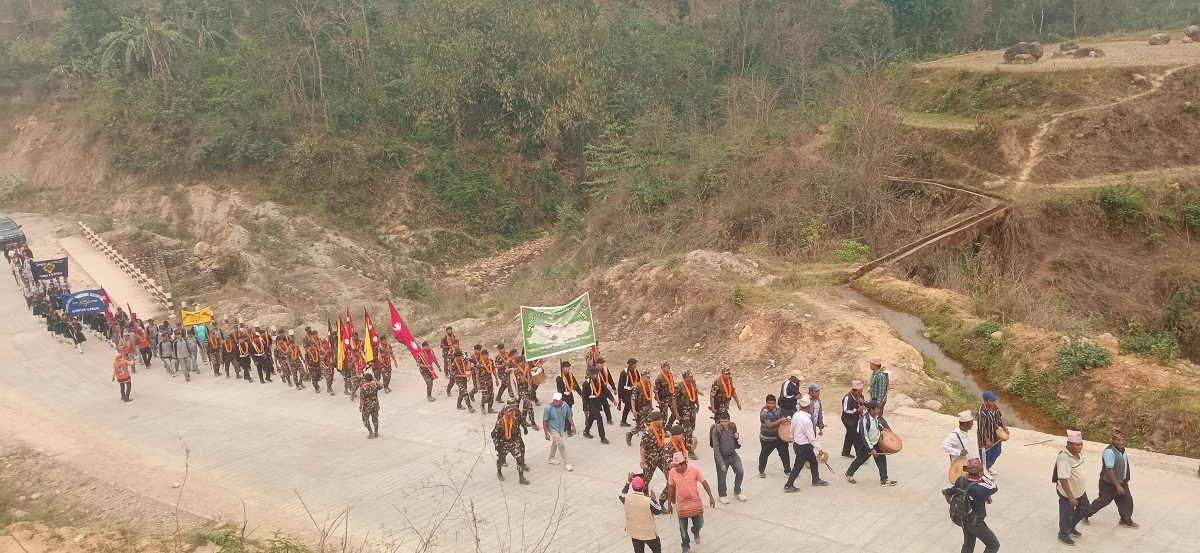 गोरखा-जितगढी पदयात्राका क्रममा सेनाको टोली पाल्पामा