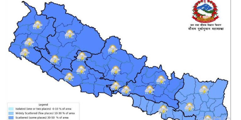 दाङ, बाँके, बर्दियामा अति भारीसम्म वर्षा