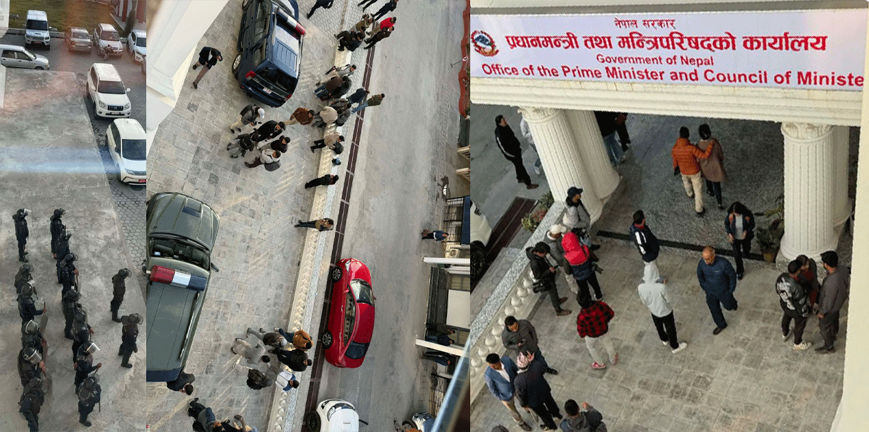 प्रधानमन्त्री भेट्न नपाएपछि सिंहदरबार गेटमा ज्ञापन पत्र टाँसेर फर्कियो मिरज ढुंगाना समूह