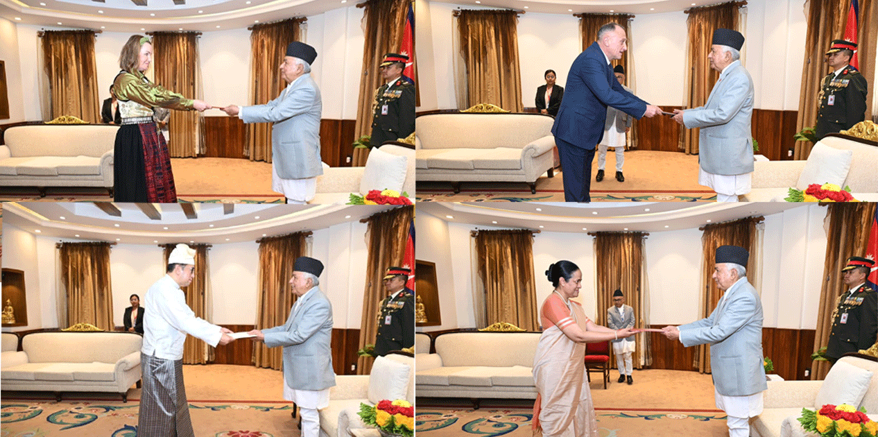 ४ देशका राजदूतद्वारा राष्ट्रपति पौडेलसमक्ष ओहोदाको प्रमाणपत्र पेश