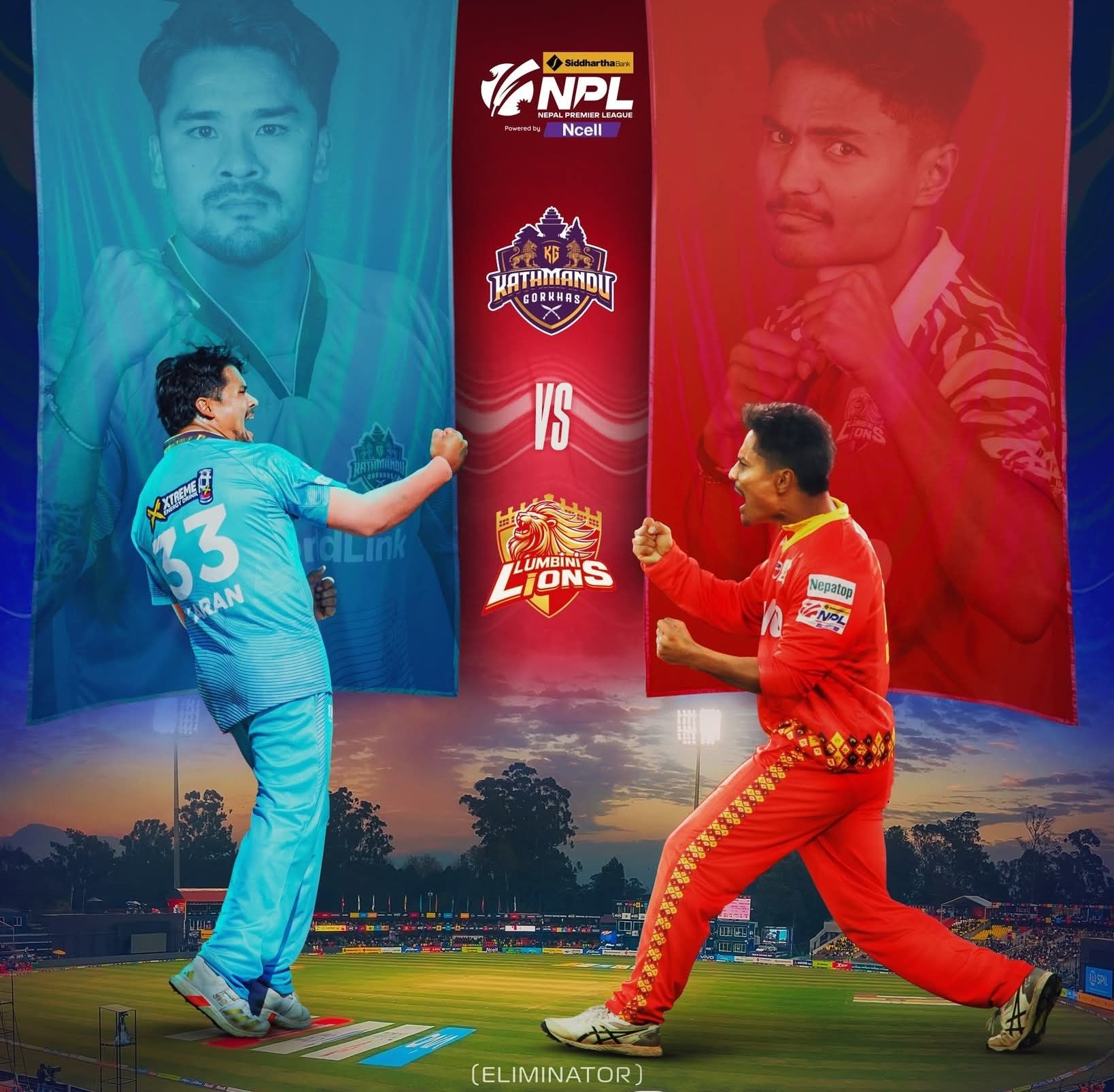 एनपीएल क्रिकेटको दोस्रो संस्करणको दोस्रो क्वालिफायरमा पुग्नका लागि काठमान्डु गोर्खाज र लुम्बिनी लायन्स खेल्दैछन् ।