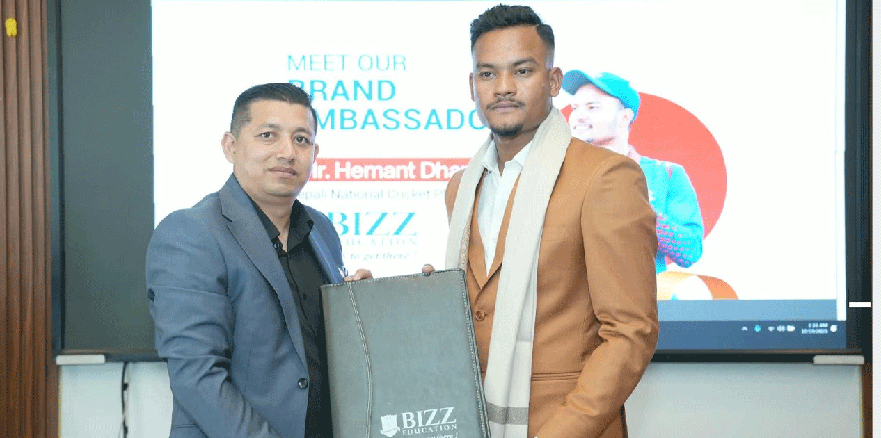 क्रिकेट खेलाडी धामी बिज एजुकेशनका ब्रान्ड एम्बासडर