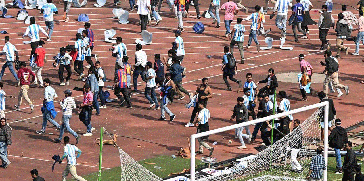 मेस्सी एक्कासी बाहिरिएपछि समर्थकद्वारा भारतीय रंगशालामा तोडफोड