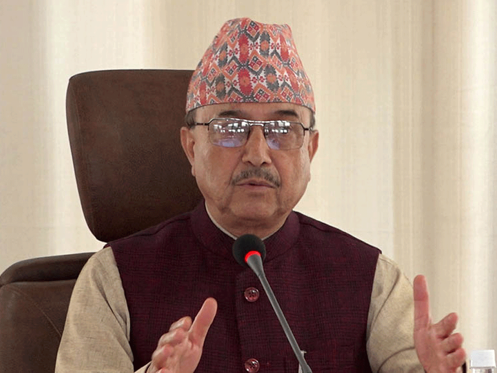 काँग्रेस कार्यवाहक सभापति खड्काले पत्रकार सम्मेलन गर्दै