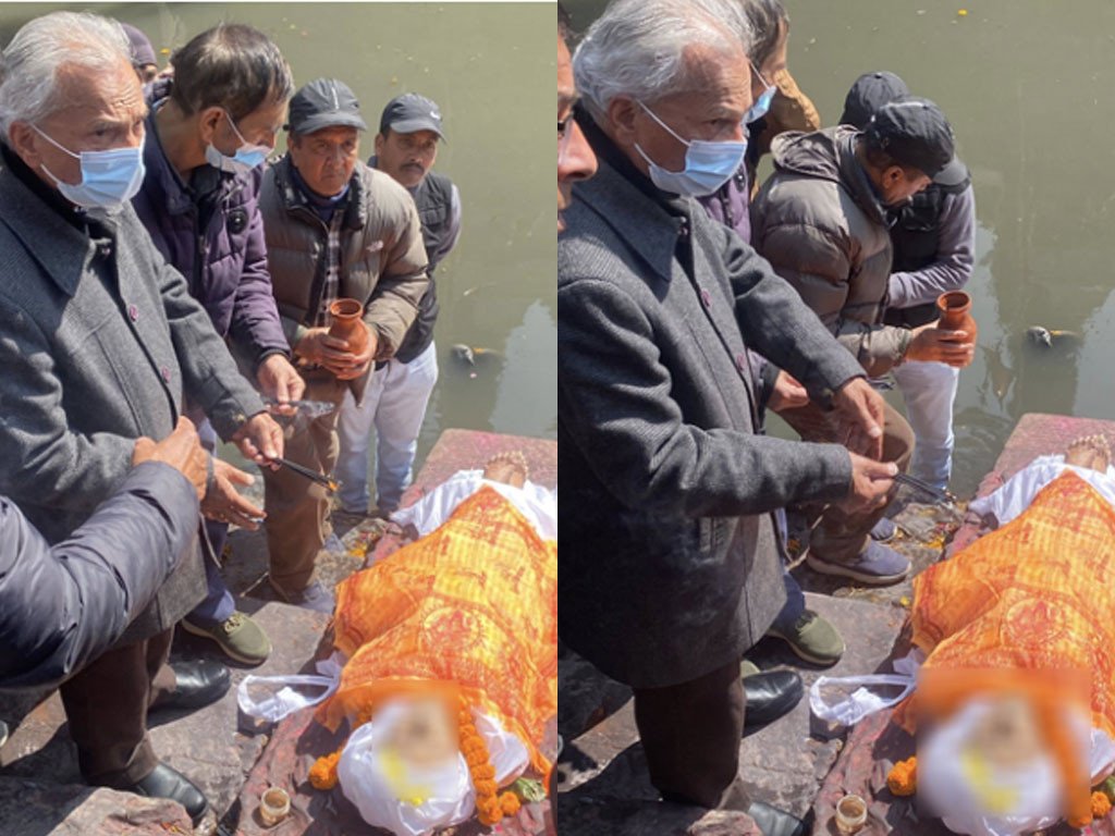 बाबुराम भट्टराईका पिताको पशुपतिमा अन्त्येष्टि