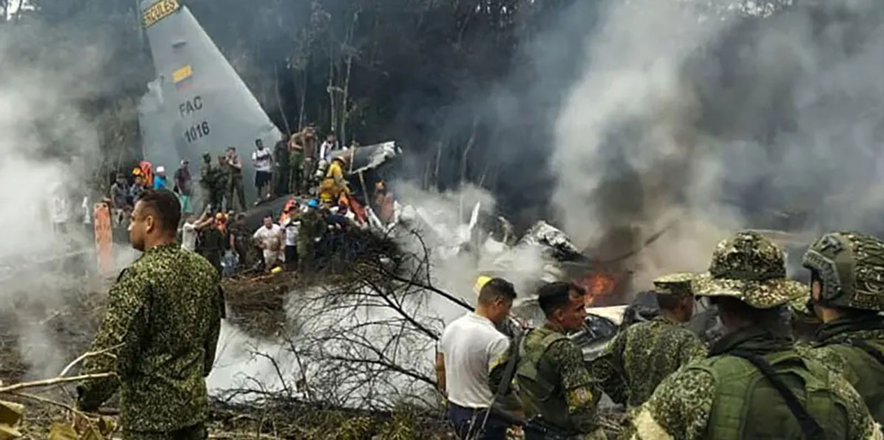 कोलम्बियामा सेनाको विमान दुर्घटना, ६६ जनाको मृत्यु