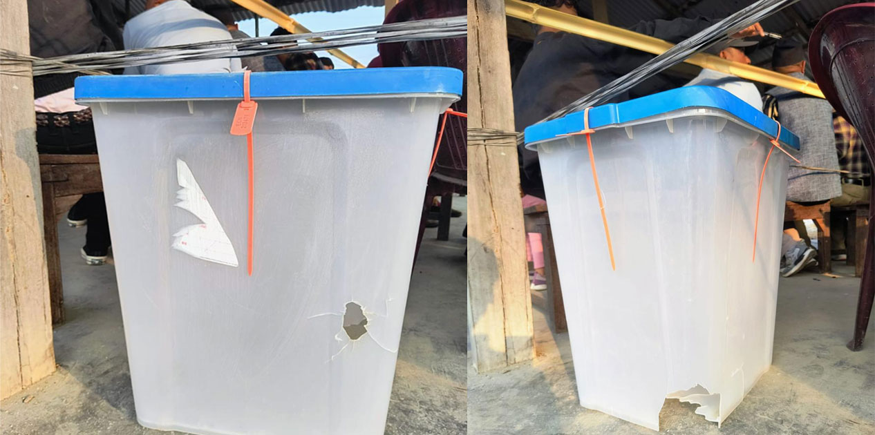 सुरक्षाकर्मीले बोकेको गोली चल्दा ४ मत खसेको मतपेटिकामा क्षति