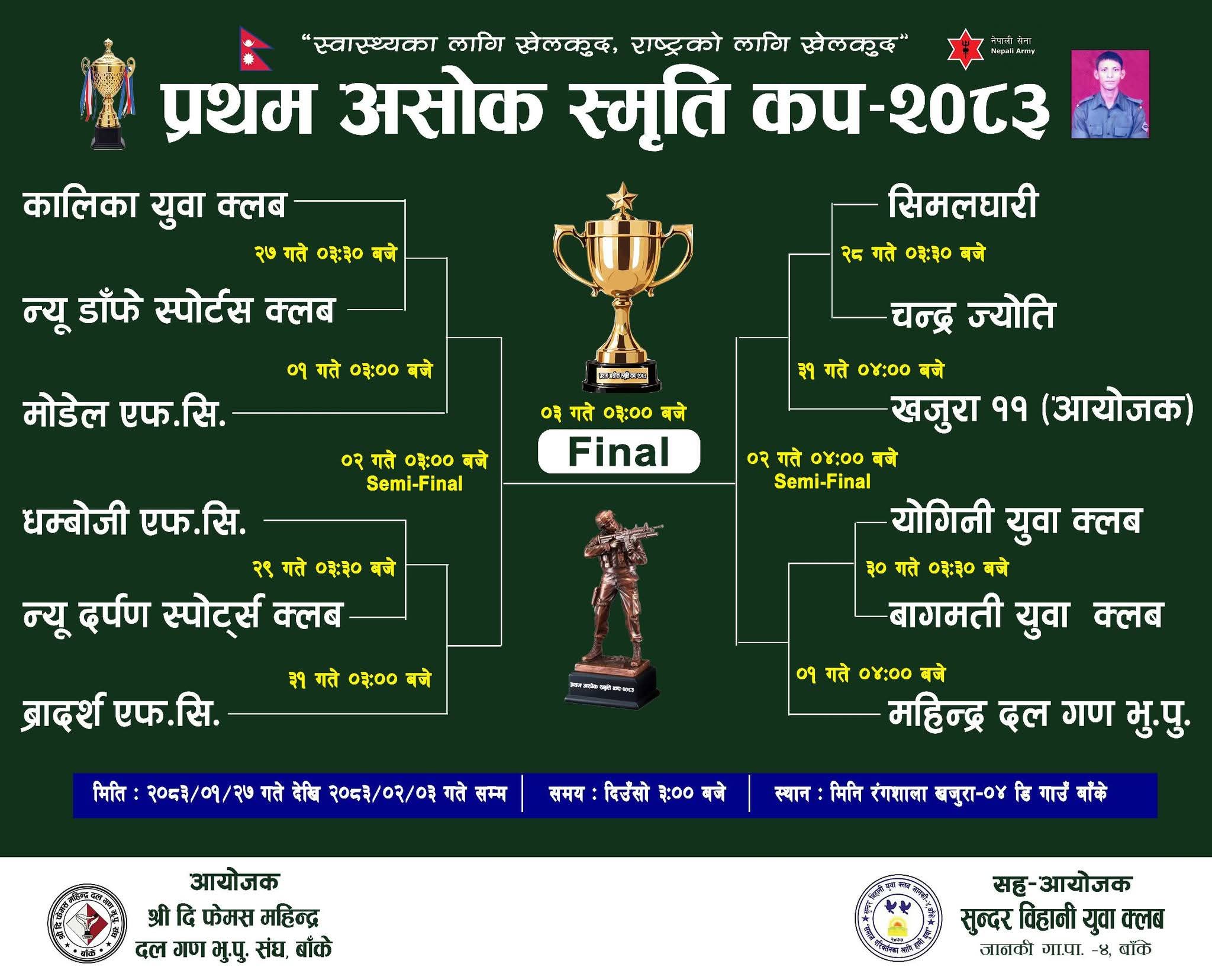 आज देखी सुरु हुदैं प्रथम अशोक स्मृति कप फुटबल