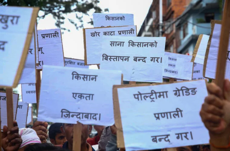 भारतीय कुखुरा आयात बन्द गर्न माग गर्दै पोल्ट्री व्यवसायीको प्रदर्शन