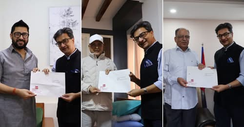 कांग्रेस महाधिवेशन उद्घाटन समारोहः ओली, प्रचण्ड र लामिछानेलाई निवासमै पुगेर निम्तो