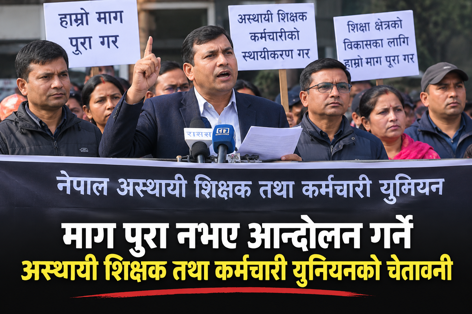 माग पूरा नभए आन्दोलन गर्ने अस्थायी शिक्षक तथा कर्मचारी युनियनको चेतावनी
